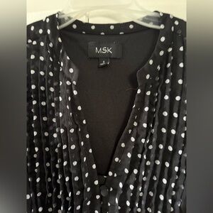 MSK Black Blouse with White Dots